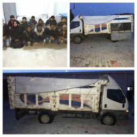 Jandarmadan kaçan kamyonette 12 kaçak şahıs yakalandı