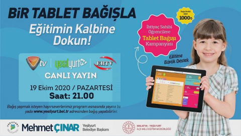 Canlı yayında tablet bağışı talebi
