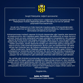 Yeni Malatyaspor Ligden Çekilmek için TFF'na Başvuruyor