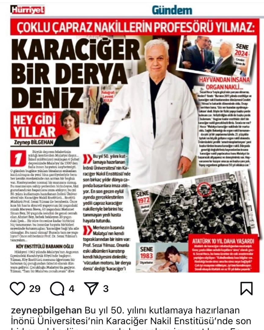 Çoklu çapraz nakillerin Profesörü Yılmaz: Karaciğer bir derya deniz