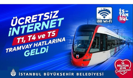 İBB'den tramvay hatlarına ücretsiz internet 