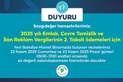 Yeşilyurt Belediyesi’nden Hafta Sonu Vezne Hizmeti!