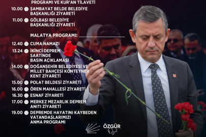 Özgür Özel'in Malatya Programı Belli Oldu