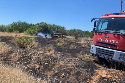 Doğanşehir de ot yangını konteynerlere Sıçradı